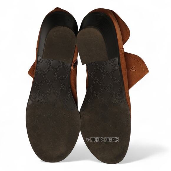 Vionic Liv Cognac Tan Suede Low Heel Ankle Booties Western Comfort Size 8.5W - Picture 9 of 11